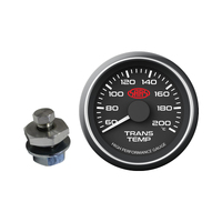 SAAS Transmission Oil Temp 60-200C Black Face Gauge w/ Adaptor 1/8 NPT Thread