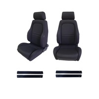 4X4 Adventurer Black Cloth Seats Pair Suits Nissan GQ Patrol w/ Adaptor