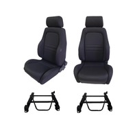 4X4 Adventurer Black Cloth Seat S1 Pair (2) for Toyota Hilux 1988-97 w/ Adaptors