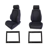 4X4 Adventurer Cloth Seats Pair S1 (2) Black for Toyota LC 75-79 Ser w/ Adaptors