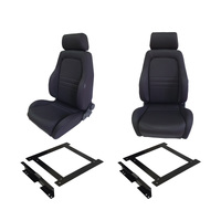 4X4 Adventurer Cloth Seats S1 Pair Black for Toyota LC70 76 79 Wagon w/ Adaptors