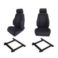 4X4 Adventurer Black Cloth Seats S1 + Adaptors for Jeep JK Wrangler 4 Door