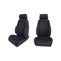 Autotecnica 4WD Explorer Sports Bucket Black Cloth Seats Pair (2) ADR Approved