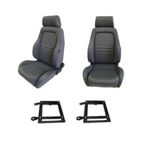 Sports Bucket Seats for Toyota Landcruiser 75 78 79 series Pair Grey w/ Adaptors