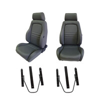 Autotecnica 4X4 Grey Cloth Seats S1 Pair (2) for Nissan GU Patrol w/ Adaptors