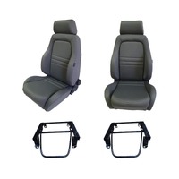 4WD Sports Bucket Grey Cloth Seats Pair for Toyota Hilux 1997-2005 w/ Adaptor 
