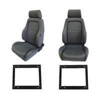4X4 Adventurer Cloth Seats S1 Pair Grey for Toyota LC 75-79 Series w/ Adaptors
