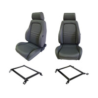 Pair Adventurer 4X4 Grey Cloth Seats S1 + Seat Adaptor for Toyota Hilux 2007-14
