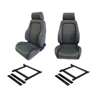 4X4 Adventurer Grey Cloth Seats + Adaptors for Mitsubishi Triton MN-ML 2005-16