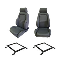 Adventurer Grey Cloth Seats S1 + Seat Rail for Mitsubishi Triton MN-ML 2006-15