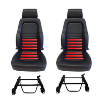 Heated Black PU Leather Bucket Seats Pair (2) with Adaptors for Landcruiser 100