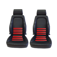 Heated Black PU Leather Bucket Seats & Adaptors for Toyota Landcruiser 75 78 79