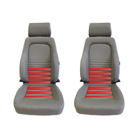 Heated Grey PU Leather Bucket Seats & Adaptors for Toyota Landcruiser 75 78 79