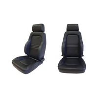 4WD Explorer Bucket Black PU Leather Seats Pair Nissan D22 1997 on w/ Adaptor