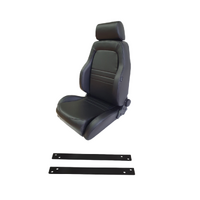 Black PU Leather 4X4 Adventurer Seat w/ Adaptors Suits Nissan GQ Patrol 1987 - 1997 