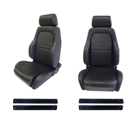 Black PU Leather 4X4 Adventurer Seats Pair (2) Suits Nissan GQ Patrol + Adaptors