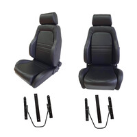 Black PU Leather 4X4 Adventurer Seats S1 Pair for Nissan GU Patrol + Adaptors