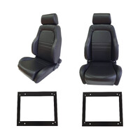 Adventurer PU Leather Seats S1 Pair Black for Toyota LC 75-79 Ser w/ Adaptors