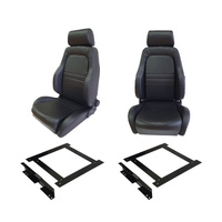 4X4 Black PU Leather Seats S1 Pair for Toyota LC 70 76 79 Wagon w/ Adaptors