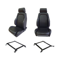 Adventurer 4X4 Black PU Leather Seats S1 + Seat Adaptor for Toyota Hilux 2007-14