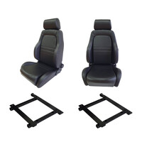 4X4 Adventurer Black PU Leather S1 Seats + Adaptors for Jeep JK Wrangler 4 Door