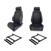 4X4 Black PU Leather S1 Seats + Adaptors for Mitsubishi Triton MN-ML 2005-2016