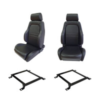 4X4 Black PU Leather Seats S1 + Seat Rail for Mitsubishi Triton MN-ML 2006-15