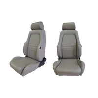 Autotecnica 4WD Explorer Bucket Seats Pair ADR Grey PU Leather Landcruiser Hilux