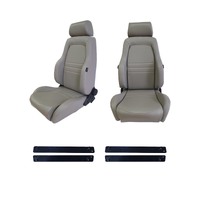 4X4 Adventurer Grey PU Leather Seats S1 Pair suits Nissan GQ Patrol + Adaptors