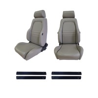 Grey PU Leather 4WD Bucket Seats Pair (2) Suits Nissan GQ Patrol + Adaptors