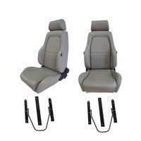 4X4 Adventurer Grey PU Leather Seats S1 Pair for Nissan GU Patrol + Adaptors