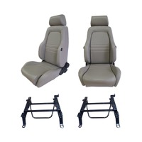 Grey 4WD Pair PU Leather Bucket Seats w/ Adaptor for Toyota Landcruiser 80 Ser