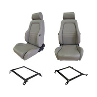 Adventurer 4X4 Grey PU Leather Seats S1 + Seat Adaptor for Toyota Hilux 2007-14