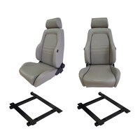 4X4 Adventurer  Grey PU Leather S1 Seats + Adaptors for Jeep JK Wrangler 4 Door