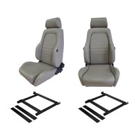 4X4 Grey PU Leather S1 Seats + Adaptors for Mitsubishi Triton MN-ML 2005-2016