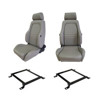 4X4 Grey PU Leather Seats S1 + Seat Rail for Mitsubishi Triton MN-ML 2006-15