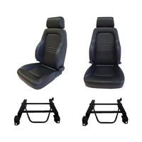 Pair Adventurer 4x4 PU Leather Black S3 Seats for LC80 Series 1990-92 + Adaptors