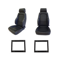 4x4 PU Leather Black S3 Seats + Seat Rails for Toyota LC 75-79 Series w/ Adaptors