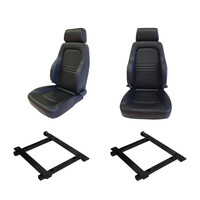 Pair Adventurer 4x4 PU Leather Black S3 Seats + Adaptor for Jeep JK Wrangler