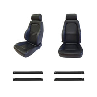 Adventurer 4x4 Black PU Leather Seats S3 + Adaptors for Holden Rodeo 2003-2006