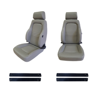 Pair Adventurer 4x4 PU Leather Grey S3 Seats suits Nissan GQ Patrol + Adaptors