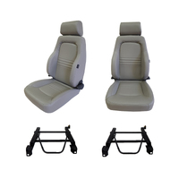 Pair Adventurer 4x4 PU Leather Black S3 Seats for LC80 Series 1990-92 + Adaptors