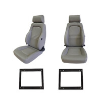 4x4 PU Leather Grey S3 Seats + Seat Rails for Toyota LC 75-79 Series w/ Adaptors