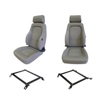 Pair Adventurer 4x4 PU Leather Grey S3 Seats + Adaptor for Toyota Hilux 2007-14