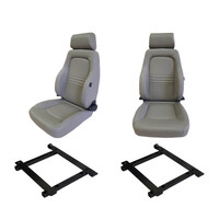 Pair Adventurer 4x4 PU Leather Grey S3 Seats + Adaptor for Jeep JK Wrangler