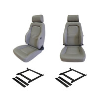4x4 Grey PU Leather Seats S3 + Adaptors for Mitsubishi Triton MN-ML 2005-16