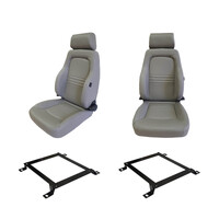 4x4 PU Leather Grey S3 Seats + Seat Rails for Mitsubishi Triton ML MN 2006-2015