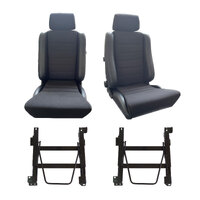 Adventurer PU Leather/Fabric S5 Pair Seats w/ Adapters for Navara D22 1997-on