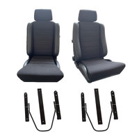 Adventurer PU Leather/Fabric S5 Pair Seats w/ Adapters for Y61 GU Patrol 1997-on