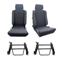 Adventurer PU Leather/Fabric S5 Pair Seats w/ Adapters for 4X4 Hilux 1988-1997